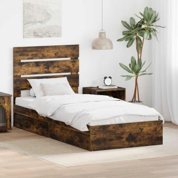 ARDEBO.de - Aufbewahrungsbett Räuchereiche 90 x 200 cm Holzwerkstoff