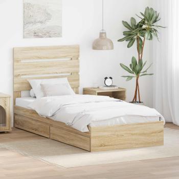 ARDEBO.de - Aufbewahrungsbett Sonoma-Eiche 90 x 190 cm Holzwerkstoff