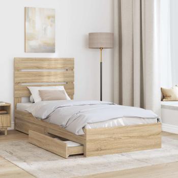 Aufbewahrungsbett Sonoma-Eiche 90 x 190 cm Holzwerkstoff