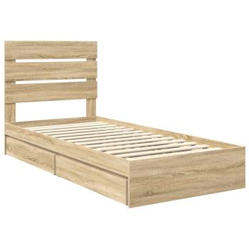 Aufbewahrungsbett Sonoma-Eiche 90 x 190 cm Holzwerkstoff