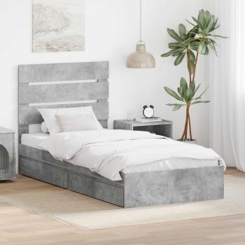 ARDEBO.de - Aufbewahrungsbett Betongrau 90 x 190 cm Holzwerkstoff