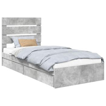 Aufbewahrungsbett Betongrau 90 x 190 cm Holzwerkstoff