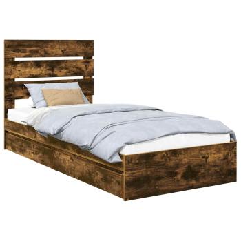 Aufbewahrungsbett Räuchereiche 90 x 190 cm Holzwerkstoff