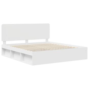 Bettrahmen mit Kopfteil Weiß 200 x 200 cm Massives Kiefernholz