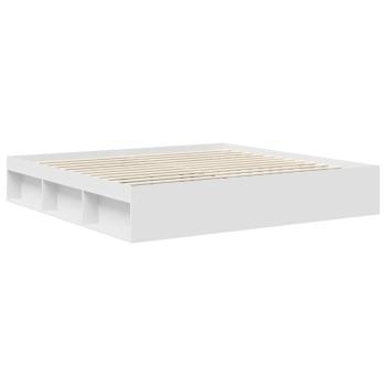 Bettrahmen mit Kopfteil Weiß 200 x 200 cm Massives Kiefernholz