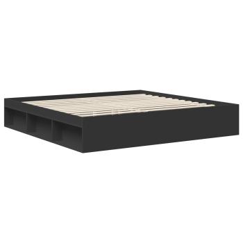 Bettrahmen Schwarz 200 x 200 cm Massives Kiefernholz