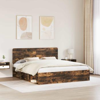Bettrahmen Räuchereiche 200 x 200 cm Massives Kiefernholz