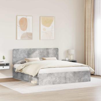Bettrahmen mit Kopfteil Beton 180 x 200 cm Massives Kiefernholz
