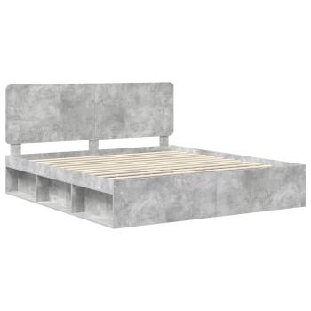 Bettrahmen mit Kopfteil Beton 180 x 200 cm Massives Kiefernholz