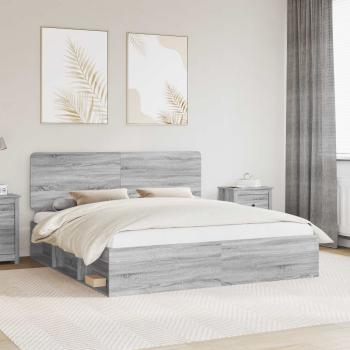 ARDEBO.de - Bettrahmen Sonoma-Grau 180 x 200 cm Massives Kiefernholz