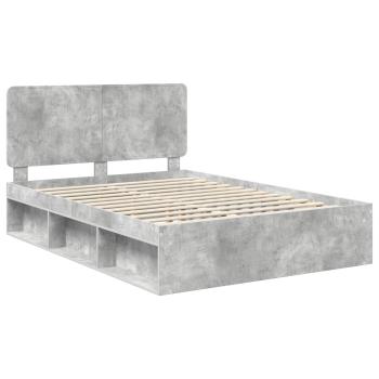 Bettrahmen mit Kopfteil Beton 160 x 200 cm Massives Kiefernholz
