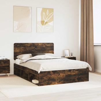 ARDEBO.de - Bettrahmen Räuchereiche 140 x 190 cm Massives Kiefernholz