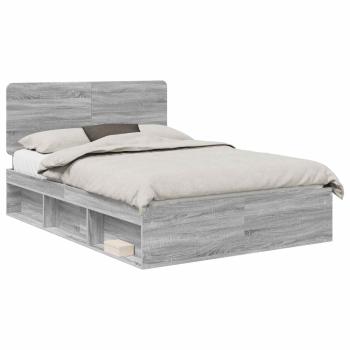 Bettrahmen Sonoma-Grau 140 x 190 cm Massives Kiefernholz