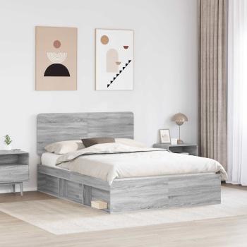 Bettrahmen Sonoma-Grau 140 x 190 cm Massives Kiefernholz