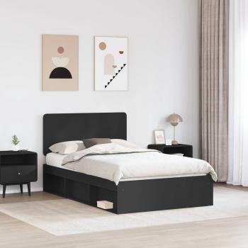 Bettrahmen Schwarz 135 x 190 cm Massives Kiefernholz