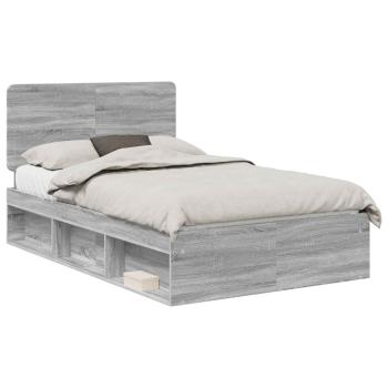 Bettrahmen Sonoma-Grau 120 x 190 cm Massives Kiefernholz