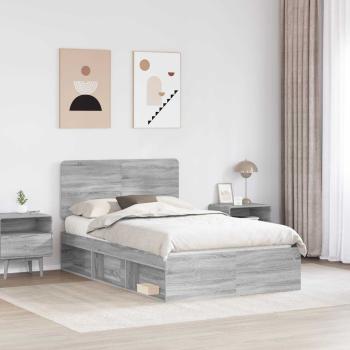 Bettrahmen Sonoma-Grau 120 x 190 cm Massives Kiefernholz