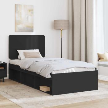 Bettrahmen Schwarz 100 x 200 cm Massives Kiefernholz