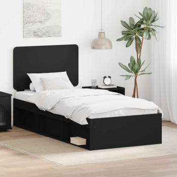 ARDEBO.de - Bettrahmen Schwarz 90 x 190 cm Massives Kiefernholz