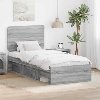 ARDEBO.de - Bettrahmen Sonoma-Grau 90 x 190 cm Massives Kiefernholz