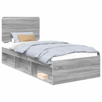Bettrahmen Sonoma-Grau 90 x 190 cm Massives Kiefernholz