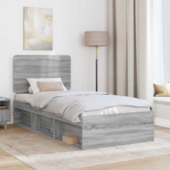 Bettrahmen Sonoma-Grau 90 x 190 cm Massives Kiefernholz