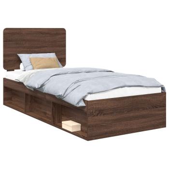 Bettrahmen Braun Eichen-Optik 90 x 190 cm Massives Kiefernholz
