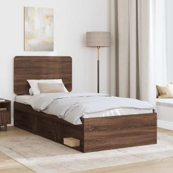 Bettrahmen Braun Eichen-Optik 90 x 190 cm Massives Kiefernholz