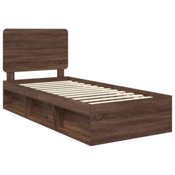 Bettrahmen Braun Eichen-Optik 90 x 190 cm Massives Kiefernholz