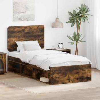 ARDEBO.de - Bettrahmen Räuchereiche 75 x 190 cm Massives Kiefernholz