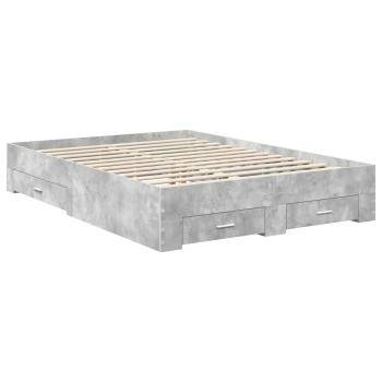 Bettrahmen mit Schubladen Beton Grau 150 x 200 cm Holzwerkstoff