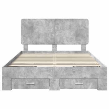 Bettrahmen mit Schubladen Beton Grau 150 x 200 cm Holzwerkstoff