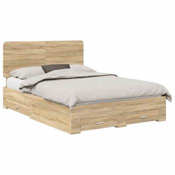 Bettrahmen mit Kopfteil Sonoma-Eiche 140 x 190 cm Holzwerkstoff