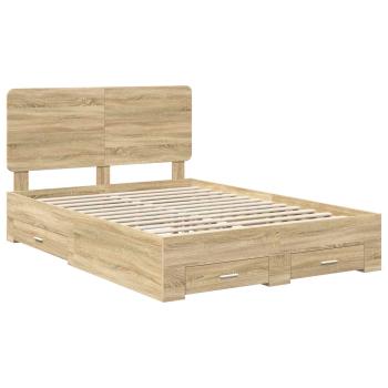 Bettrahmen mit Kopfteil Sonoma-Eiche 140 x 190 cm Holzwerkstoff
