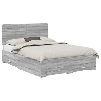 Bettrahmen Graues Sonoma 140 x 190 cm Holzwerkstoff