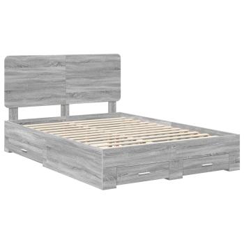 Bettrahmen Graues Sonoma 140 x 190 cm Holzwerkstoff