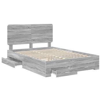 Bettrahmen Graues Sonoma 140 x 190 cm Holzwerkstoff