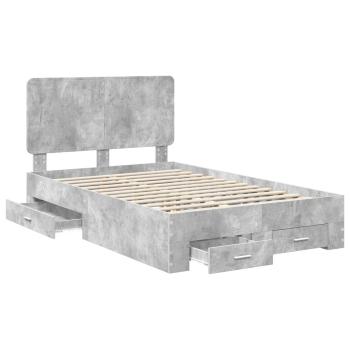 Bettrahmen mit Schubladen Beton Grau 135 x 190 cm Holzwerkstoff