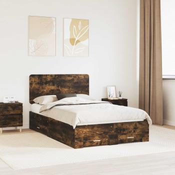ARDEBO.de - Bettrahmen Geräucherte Eiche 135 x 190 cm Holzwerkstoff