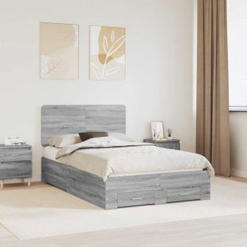 ARDEBO.de - Bettrahmen Graues Sonoma 135 x 190 cm Holzwerkstoff