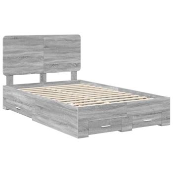 Bettrahmen Graues Sonoma 135 x 190 cm Holzwerkstoff