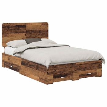Bettrahmen mit Schubladen Altholz 120 x 190 cm Holzwerkstoff