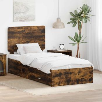 ARDEBO.de - Bettrahmen Geräucherte Eiche 100 x 200 cm Holzwerkstoff