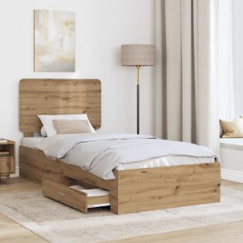Bettrahmen mit Kopfteil Artisan-Eiche 90 x 200 cm Holzwerkstoff