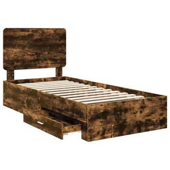 Bettrahmen Geräucherte Eiche 90 x 190 cm Holzwerkstoff