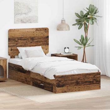 ARDEBO.de - Bettrahmen mit Schubladen Altholz 90 x 190 cm Holzwerkstoff