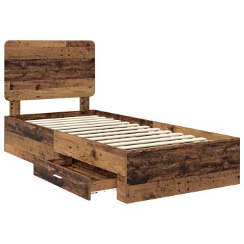 Bettrahmen mit Schubladen Altholz 90 x 190 cm Holzwerkstoff