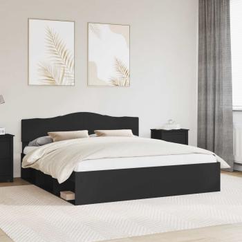 ARDEBO.de - Bettrahmen Schwarz 200 x 200 cm Massives Kiefernholz