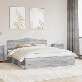 ARDEBO.de - Bettrahmen Graues Sonoma 200 x 200 cm Massives Kiefernholz