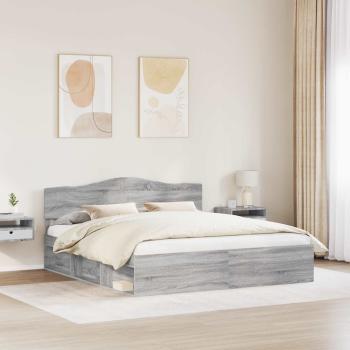 Bettrahmen Graues Sonoma 200 x 200 cm Massives Kiefernholz